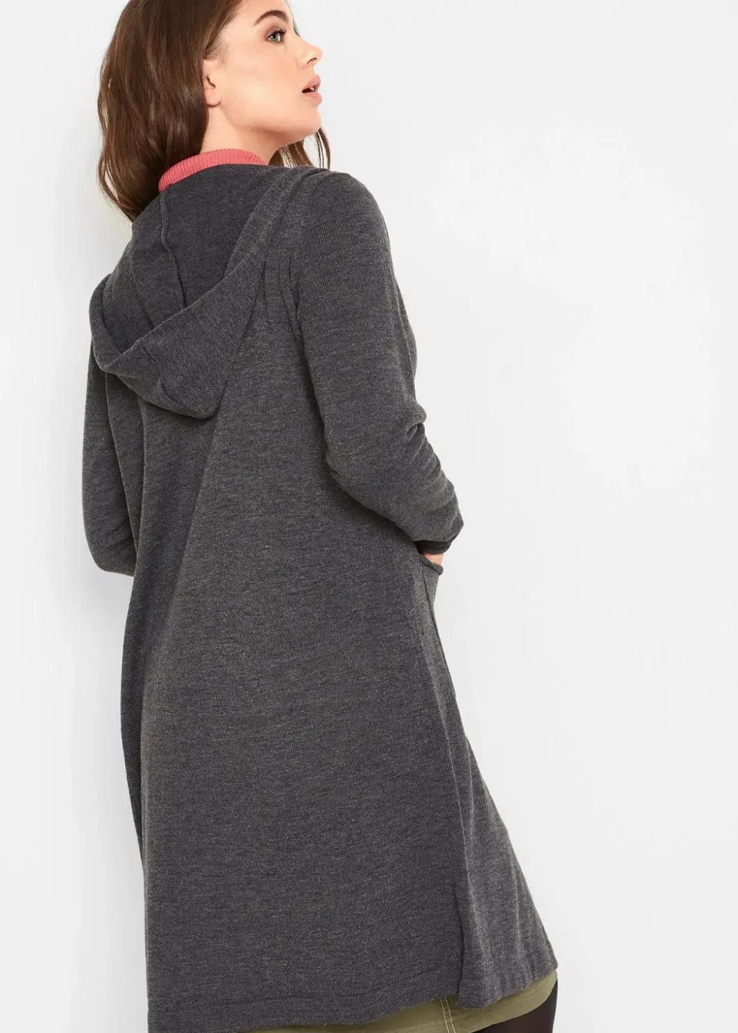 Damen bonprix Bekleidung·Umstandsmode|Bekleidung·Jeans|Longstrickjacke mit Kapuze