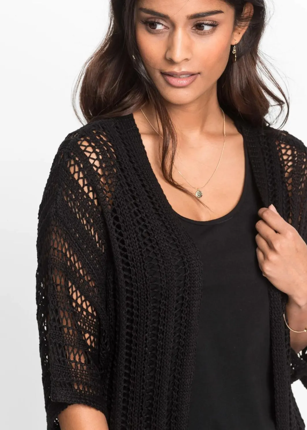 Sale Longstrickjacke mit Lochmuster Damen Strickmode|Pullover & Strickjacken