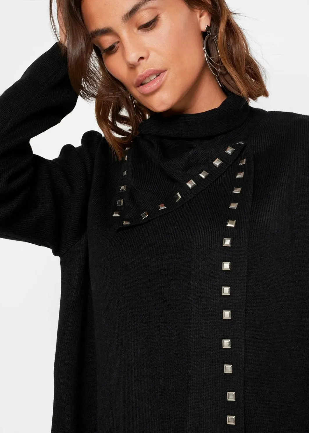 Damen bonprix Bekleidung·Umstandsmode|Bekleidung·Jeans|Longstrickjacke mit Nietendetails