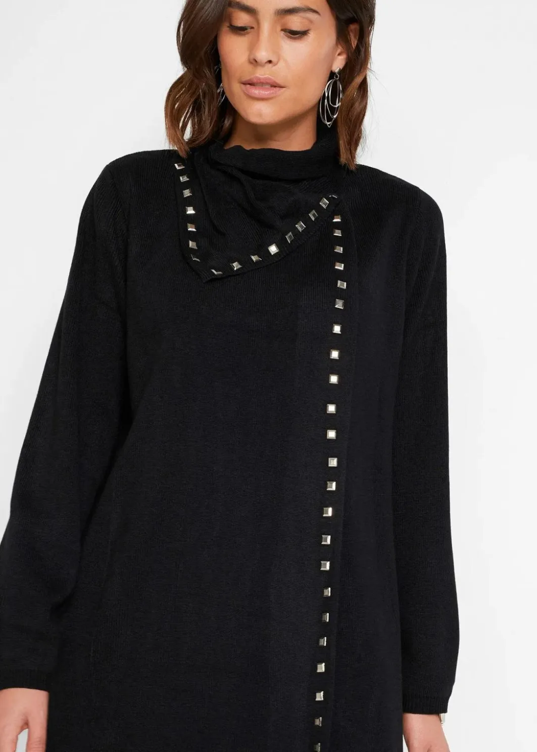 Damen bonprix Bekleidung·Umstandsmode|Bekleidung·Jeans|Longstrickjacke mit Nietendetails