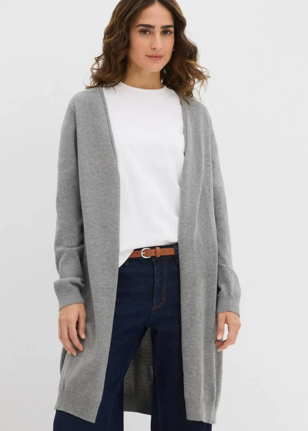 Online Longstrickjacke mit Rollkanten Damen Strickmode|Pullover & Strickjacken