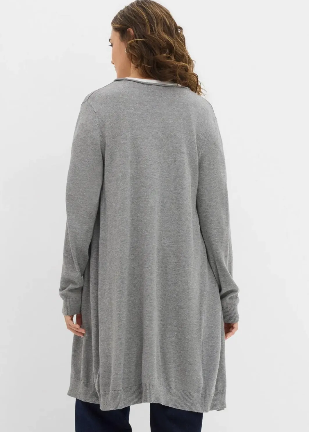 Online Longstrickjacke mit Rollkanten Damen Strickmode|Pullover & Strickjacken