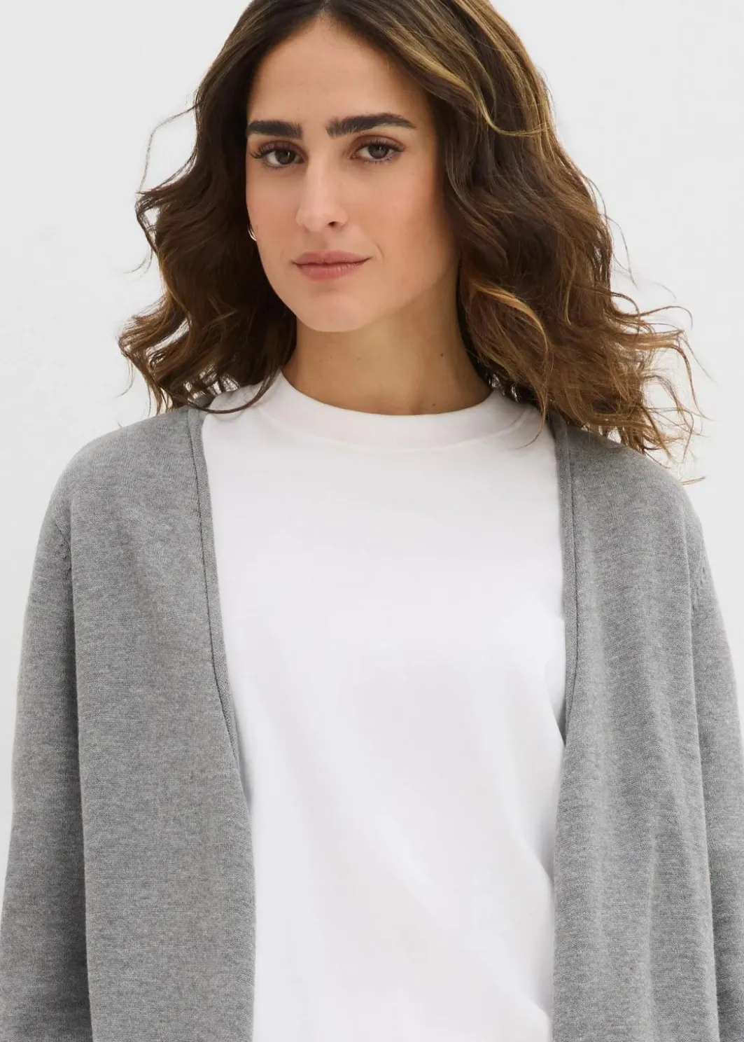 Online Longstrickjacke mit Rollkanten Damen Strickmode|Pullover & Strickjacken