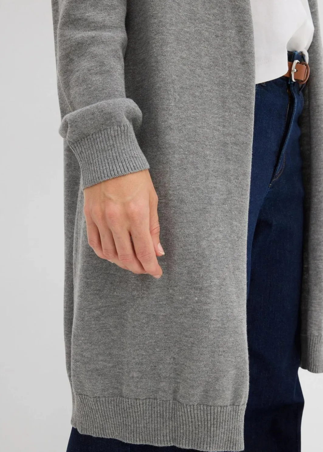 Online Longstrickjacke mit Rollkanten Damen Strickmode|Pullover & Strickjacken