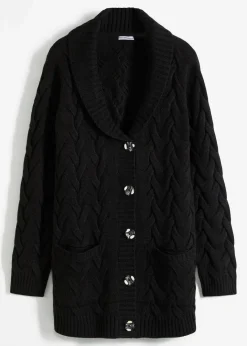Damen bonprix Bekleidung·Umstandsmode|Pullover & Strickjacken|Longstrickjacke mit Schalkragen und Zopfmuster