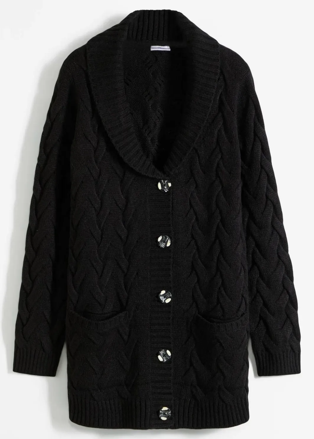 Damen bonprix Bekleidung·Umstandsmode|Pullover & Strickjacken|Longstrickjacke mit Schalkragen und Zopfmuster