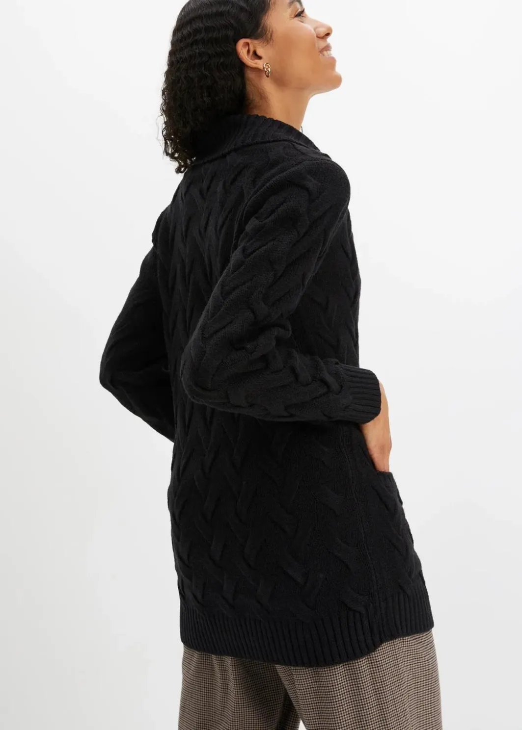 Damen bonprix Bekleidung·Umstandsmode|Pullover & Strickjacken|Longstrickjacke mit Schalkragen und Zopfmuster