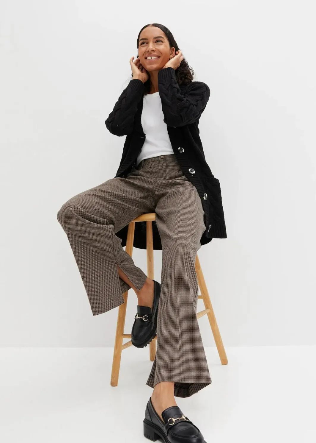 Damen bonprix Bekleidung·Umstandsmode|Pullover & Strickjacken|Longstrickjacke mit Schalkragen und Zopfmuster