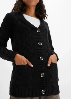 Damen bonprix Bekleidung·Umstandsmode|Pullover & Strickjacken|Longstrickjacke mit Schalkragen und Zopfmuster