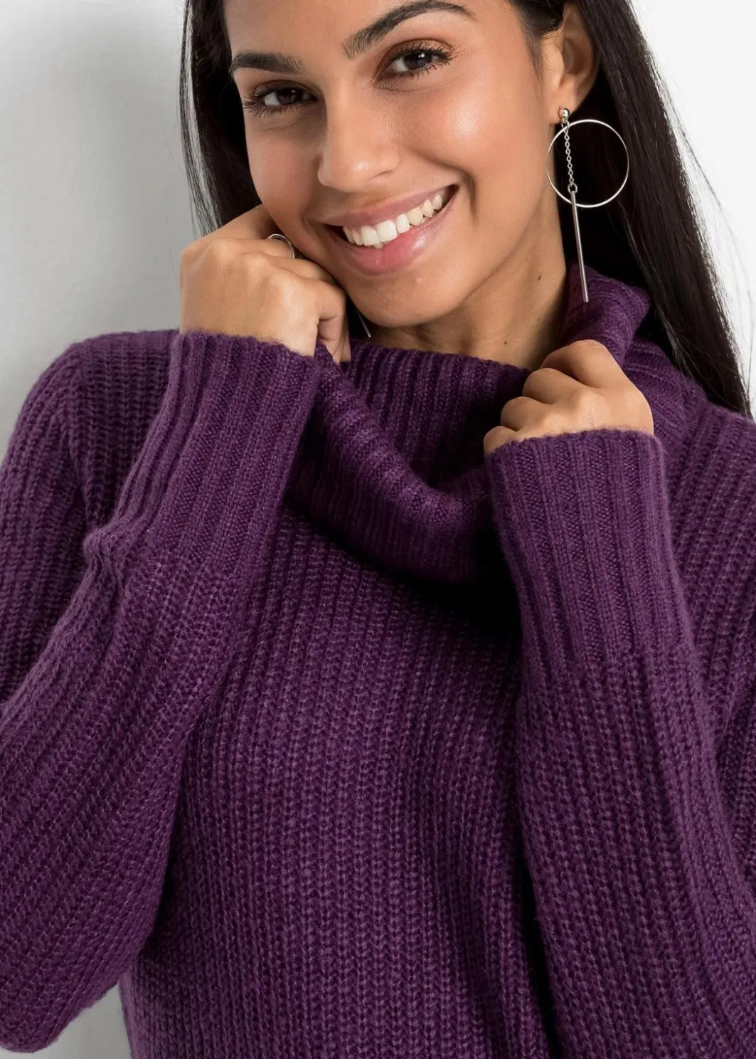 Damen bonprix Strickmode|Pullover & Strickjacken|Long-Strickpullover