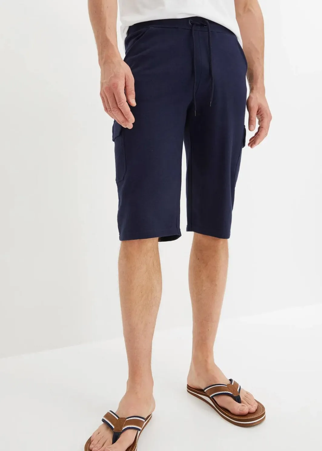 Sale Long-Sweat-Cargobermuda aus reiner Baumwolle, Regular Fit Herren Shorts|Sportbekleidung