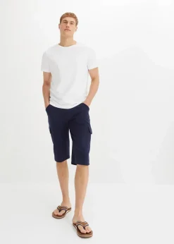 Sale Long-Sweat-Cargobermuda aus reiner Baumwolle, Regular Fit Herren Shorts|Sportbekleidung