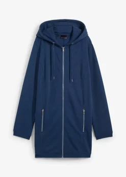 Hot Long-Sweatjacke mit Reißverschlusstaschen Damen Sweat|Bekleidung·Blusen & Tuniken