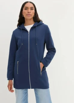 Hot Long-Sweatjacke mit Reißverschlusstaschen Damen Sweat|Bekleidung·Blusen & Tuniken