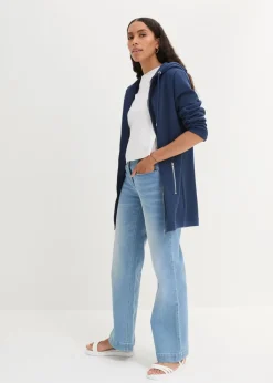Hot Long-Sweatjacke mit Reißverschlusstaschen Damen Sweat|Bekleidung·Blusen & Tuniken