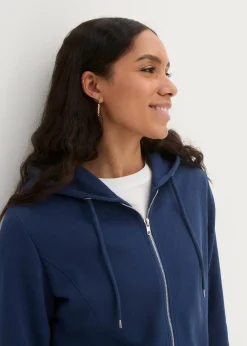 Hot Long-Sweatjacke mit Reißverschlusstaschen Damen Sweat|Bekleidung·Blusen & Tuniken
