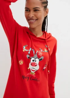 Long-Sweatshirt mit Seitenschlitz und Kapuze Damen Sweat|Bekleidung·Blusen & Tuniken