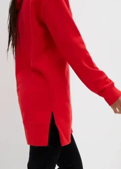 Long-Sweatshirt mit Seitenschlitz und Kapuze Damen Sweat|Bekleidung·Blusen & Tuniken