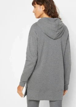 Damen bonprix Bekleidung·Blusen & Tuniken|Sweat|Long-Sweatshirt mit Seitenschlitz und Kapuze