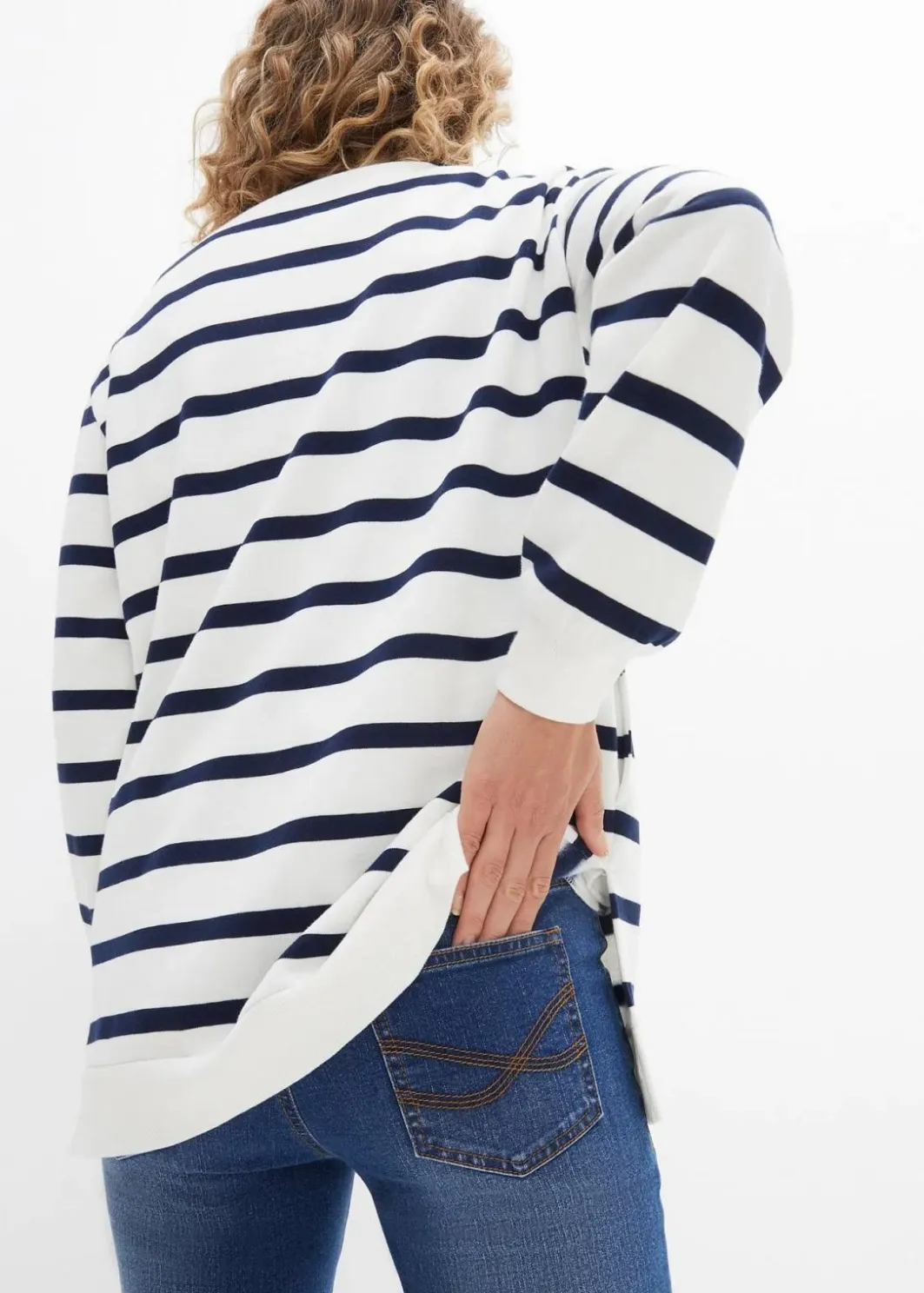 Damen bonprix Sweat|Bekleidung·Blusen & Tuniken|Longsweatshirt mit Troyer-Kragen