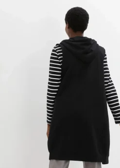 Damen bonprix Bekleidung·Blusen & Tuniken|Bekleidung·Hosen|Long-Sweatweste mit Kapuze aus Baumwoll-Mix