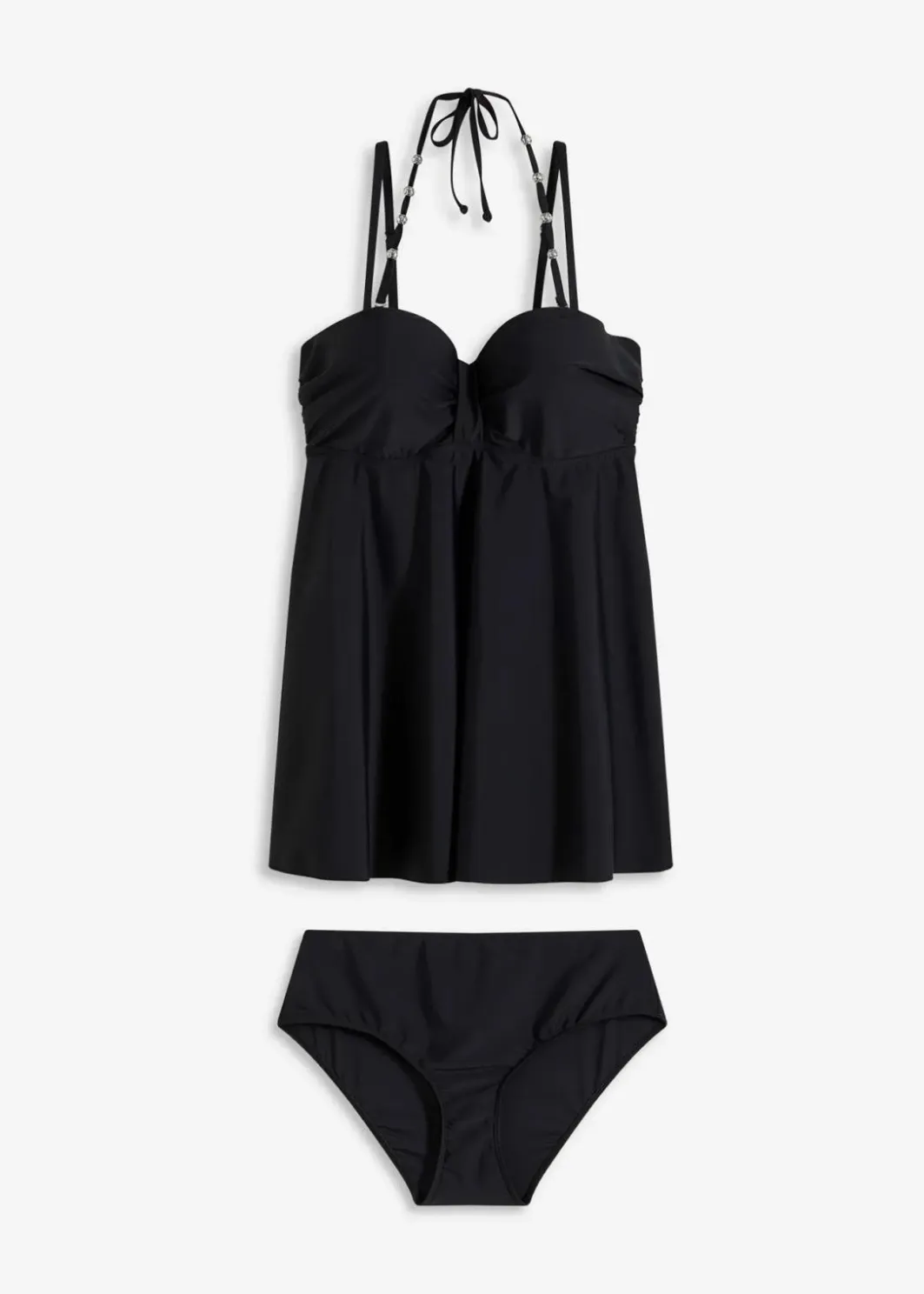 Damen bonprix Nachhaltigere Materialien|Bademode·Tankinis|Long-Tankini mit verzierten Trägern (2-tlg.Set)