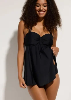 Damen bonprix Nachhaltigere Materialien|Bademode·Tankinis|Long-Tankini mit verzierten Trägern (2-tlg.Set)