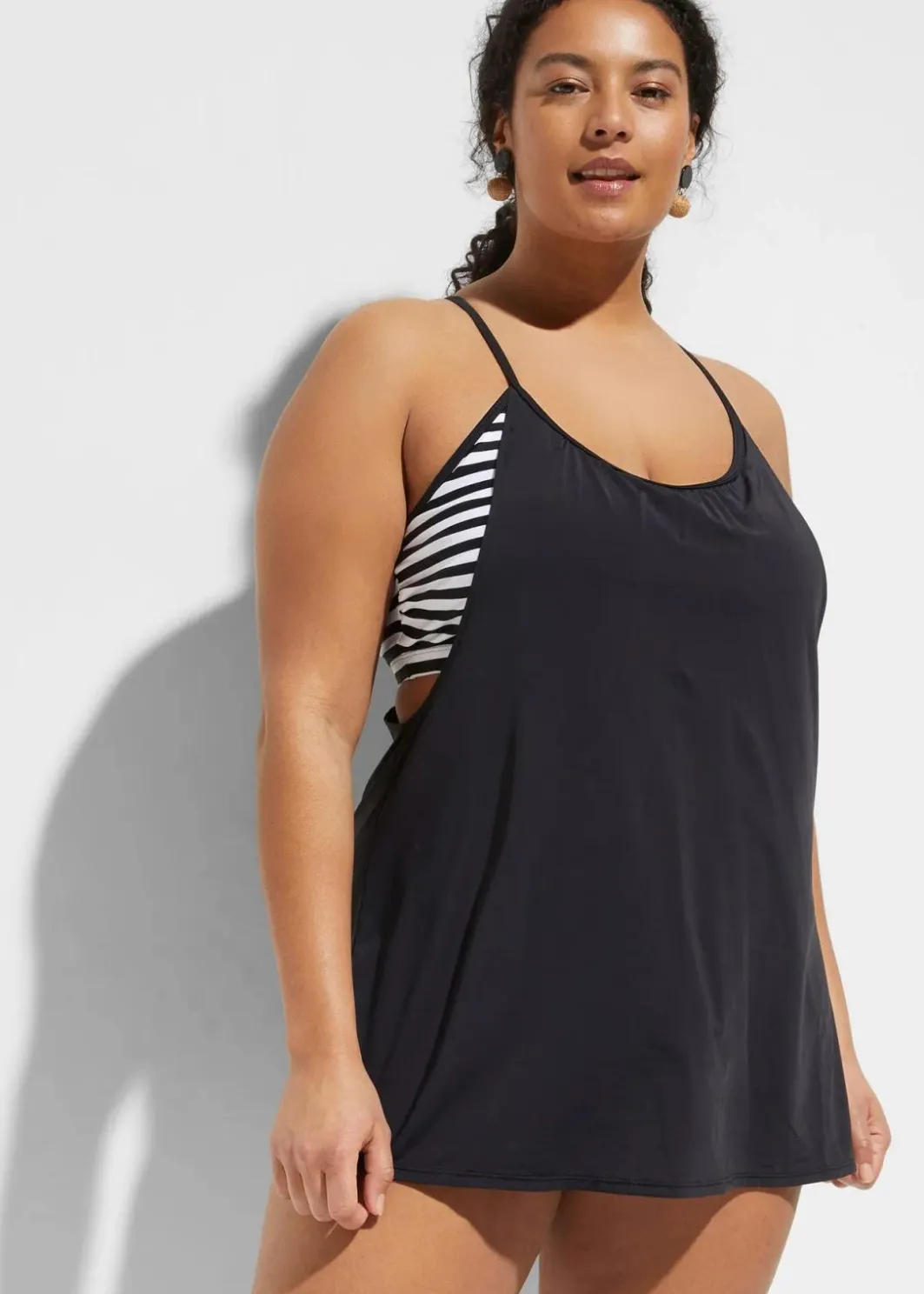 Long-Tankini (2-tlg. Set) im Lagenlook Damen Nachhaltigere Materialien|Bedeckende Bademode