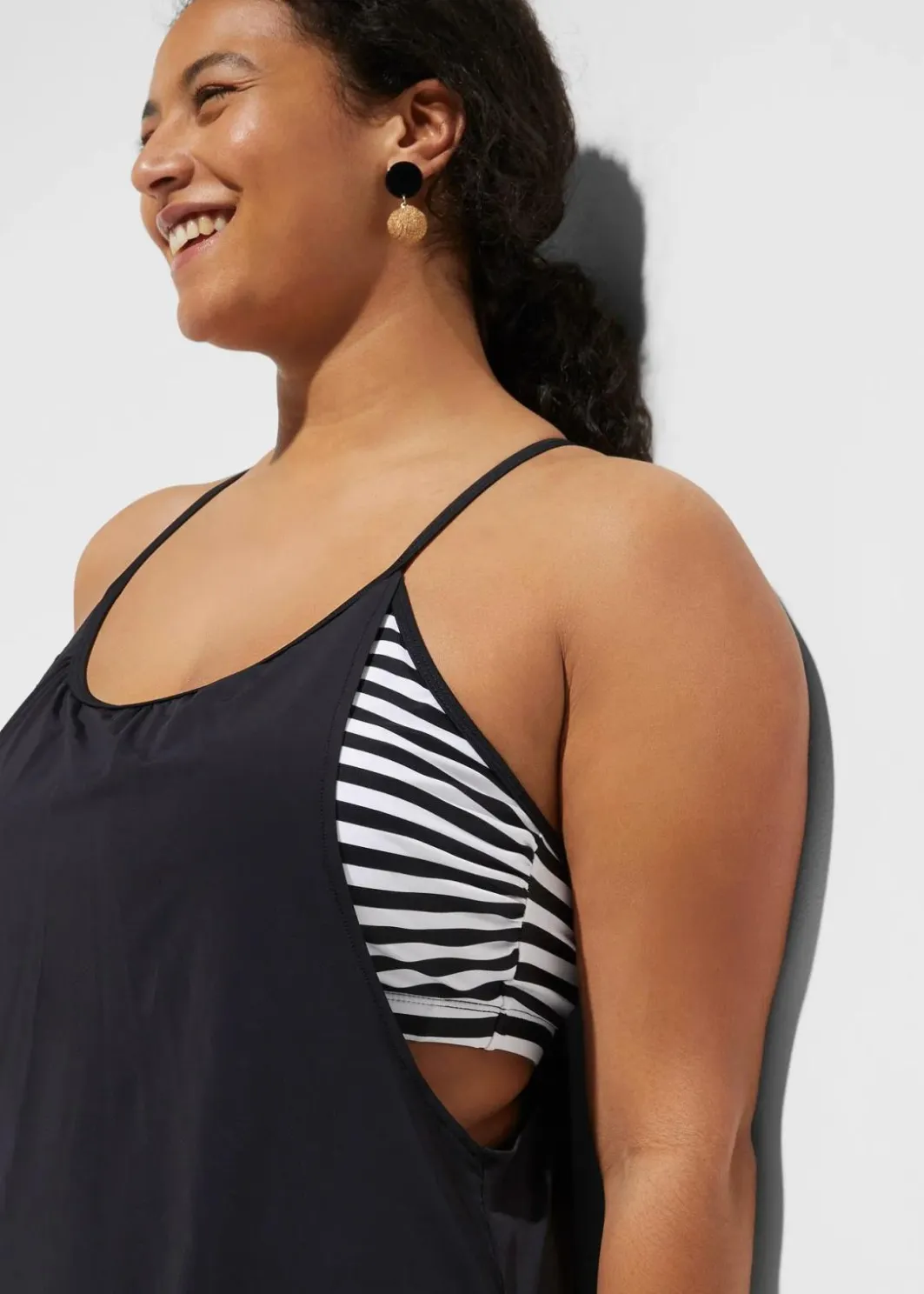 Long-Tankini (2-tlg. Set) im Lagenlook Damen Nachhaltigere Materialien|Bedeckende Bademode