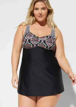 Clearance Long-Tankini (2-tlg. Set) mit Highwaist-Bikinihose Damen Nachhaltigere Materialien|Bedeckende Bademode