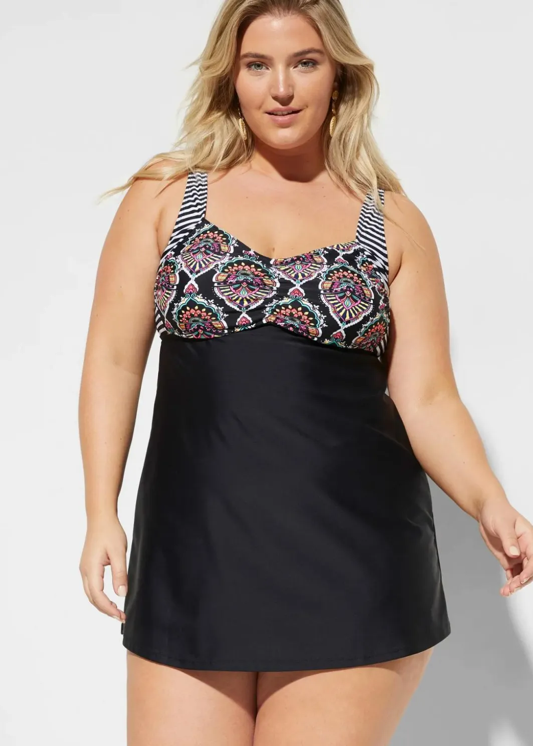 Clearance Long-Tankini (2-tlg. Set) mit Highwaist-Bikinihose Damen Nachhaltigere Materialien|Bedeckende Bademode