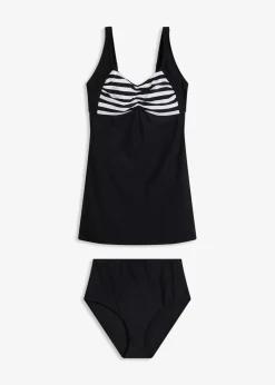 Damen bonprix Nachhaltigere Materialien|Bedeckende Bademode|Long-Tankini (2-tlg. Set) mit Highwaist-Bikinihose
