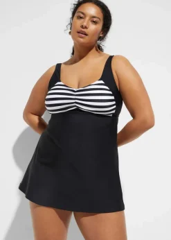 Damen bonprix Nachhaltigere Materialien|Bedeckende Bademode|Long-Tankini (2-tlg. Set) mit Highwaist-Bikinihose