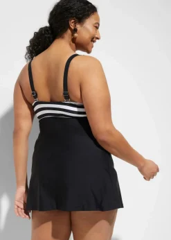 Damen bonprix Nachhaltigere Materialien|Bedeckende Bademode|Long-Tankini (2-tlg. Set) mit Highwaist-Bikinihose