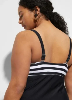 Damen bonprix Nachhaltigere Materialien|Bedeckende Bademode|Long-Tankini (2-tlg. Set) mit Highwaist-Bikinihose
