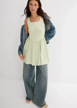 Damen bonprix Shirts & Tops|Long-Top aus elastischem Baumwoll-Mix