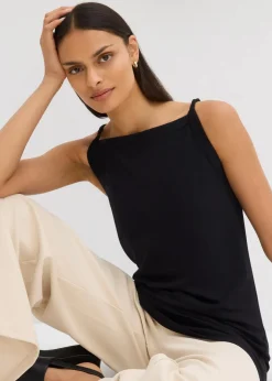 Sale Long-Top aus elastischem Baumwoll-Mix Damen Shirts & Tops