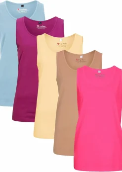 Long-Top aus reiner Baumwolle (5er Pack) Damen Shirts & Tops|Basics