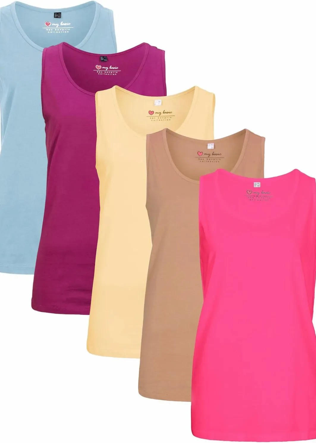 Long-Top aus reiner Baumwolle (5er Pack) Damen Shirts & Tops|Basics