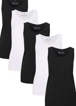 Long-Top aus reiner Baumwolle (5er Pack) Damen Wäsche·Unterhemden|Bekleidung·Röcke
