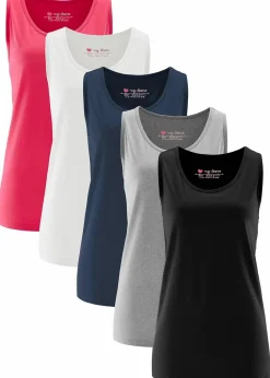 Damen bonprix Shirts & Tops|Basics|Long-Top aus reiner Baumwolle (5er Pack)