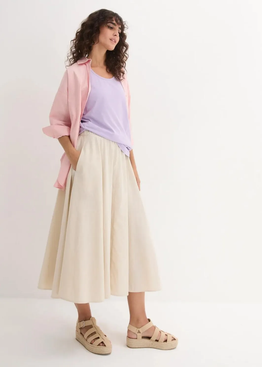 Damen bonprix Shirts & Tops|Basics|Long-Top aus reiner Baumwolle (5er Pack)