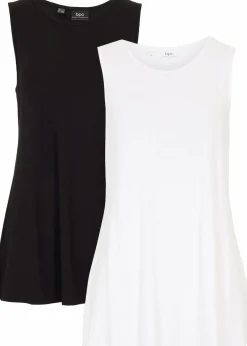 Damen bonprix Nachhaltigere Materialien|Basics|Long-Top aus softer Viskose, 2er- Pack
