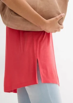 Damen bonprix Shirts & Tops|Long-Top aus Viskose-Leinen-Mix