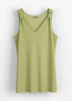 Long-Top aus Viskose-Leinen-Mix Damen Shirts & Tops