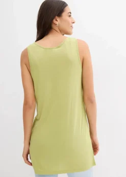 Long-Top aus Viskose-Leinen-Mix Damen Shirts & Tops