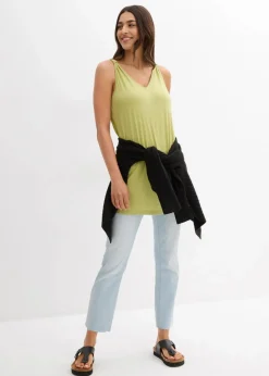 Long-Top aus Viskose-Leinen-Mix Damen Shirts & Tops