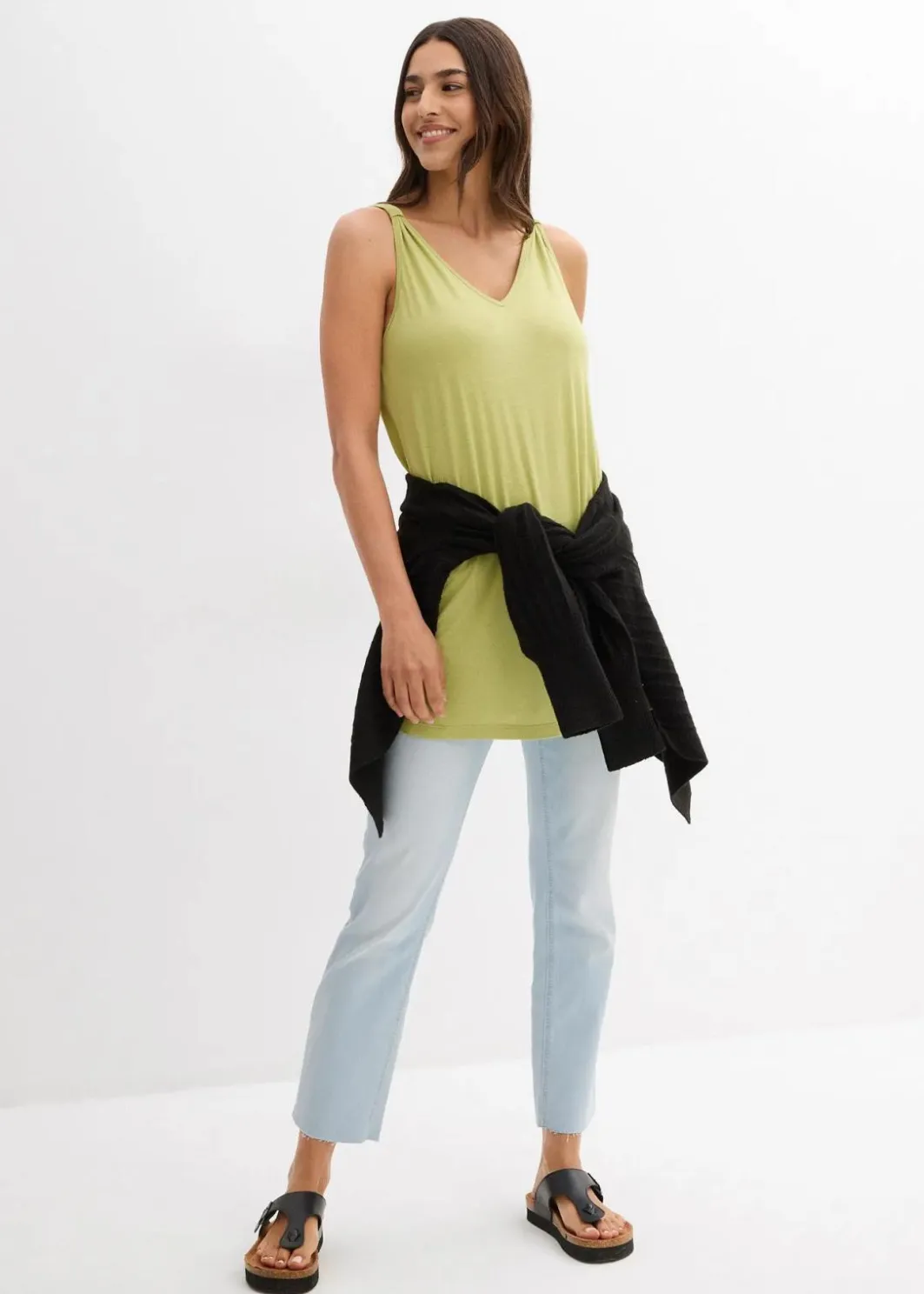 Long-Top aus Viskose-Leinen-Mix Damen Shirts & Tops