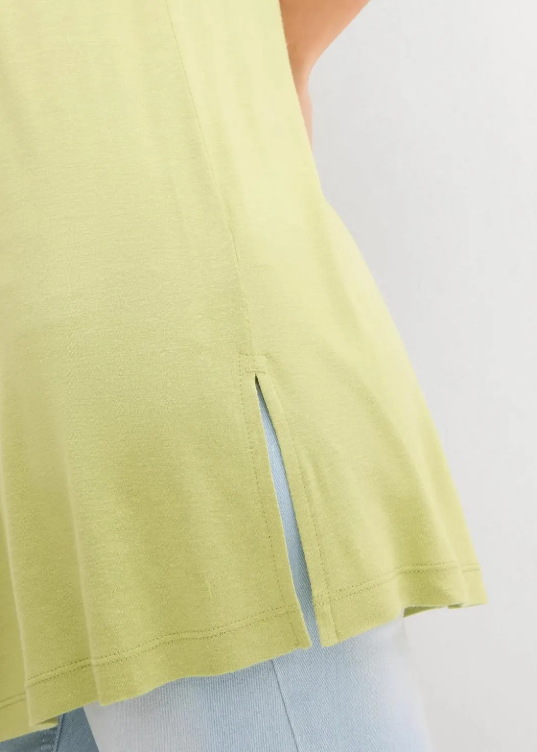 Long-Top aus Viskose-Leinen-Mix Damen Shirts & Tops