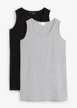 Damen bonprix Wäsche·Unterhemden|Bekleidung·Röcke|Long-Top, 2er-Pack